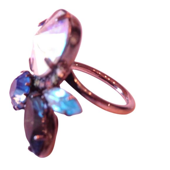 Joomi Lim Women's Gunmetal Blue Swarovski Gemstone Tear Ring Sz 6 NWOT 120 - Picture 4 of 7